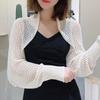 Shawl Summer High End Long Sleeve Thin Knitted Hoodie Hollow Knitted Women's Small Shawl Outer