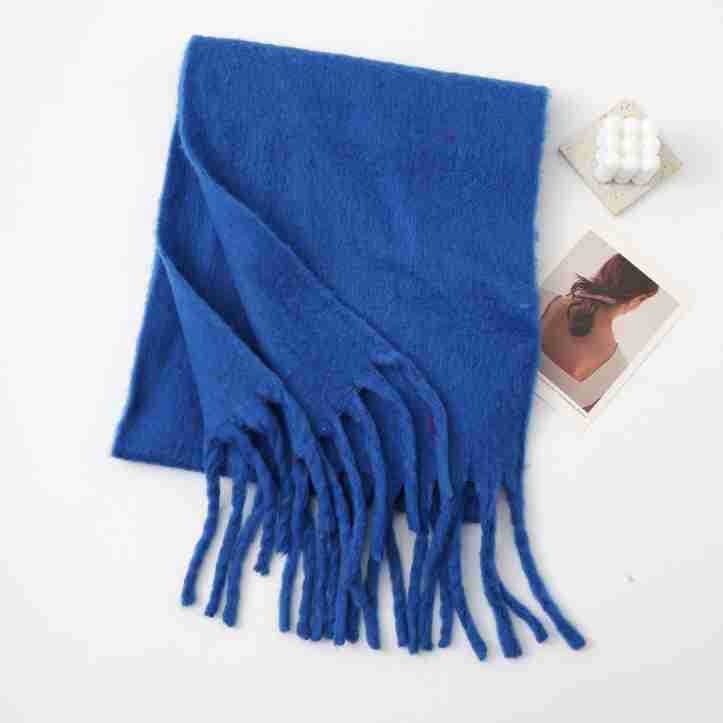Versatile mohair solid color scarf women's winter thickening simple warmth enlarged shawl scarf