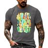 Men's Casual Short Sleeve T Shirt Loose Fit Breathable Fabric Vintage Texture Graphic Print Summer Streetwear Activewear Top