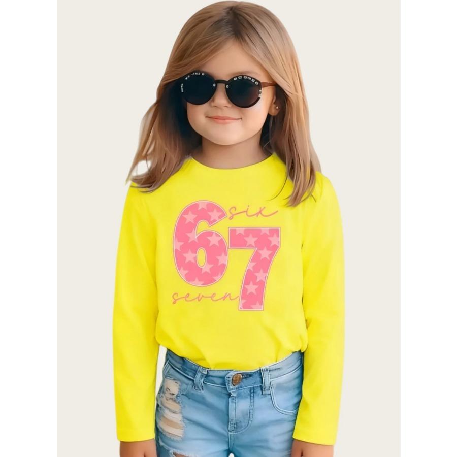 Meme 67 T-Shirt for Kids Funny Digital Print Autumn Long Sleeve Tees Loose Comfortable Tops Streetwear Y2k Children's Clothing