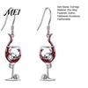 Punk Style Wine Glass Dangle 1 Pair Funny Halloween Skull Earrings, Gothic Skeleton Bold Eye Catching Earlobe Jewelry Drop Statement for Women,