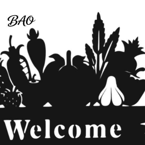 Garden Welcome Sign Decorative Yard Sign, Wildflowers/Vegetables Silhouette Black Stake, Outdoor Acrylic Rustic Lawn for Front Porch Backyard Outside