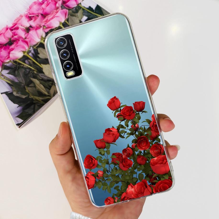 For Vivo Y11s Y12s Case V2028 V2026 V2033 Popular Flower Clear Silicon Back Cover For Vivo Y20 Y20i Y20s V2029 V2027 V2032 Funda