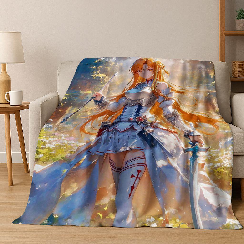 Anime SAO Sword Art Online Cartoon 3D Flannel Blanket,Cozy Soft Throw Blanket for Home Bedroom Bed Sofa Picnic Cover Gift Kids