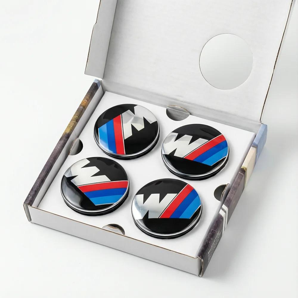 4PCS 56/68mm Floating Wheel Center Caps for BMW 50th Anniversary – Fit E39 E46 E60 F10 F30 G20 X3 X5 (Auto Hub Accessories)