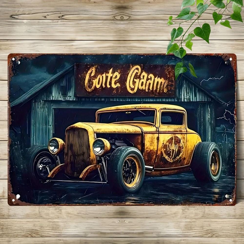 Vintage Metal Car Sign Decor Gift For Auto Lovers Garage Wall Art