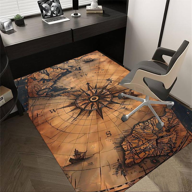 1PC Map Compass Non-Slip Floor Carpet Compatible for Office&Living Room&Bedroom&Dining Room - Flat- Soft & Pattern, Vibrant Colors-W278