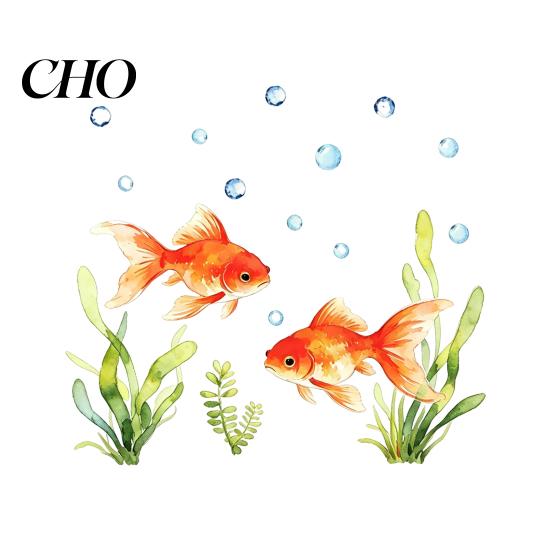 Removable Window Sticker Red Goldfish Design Sticker, Transparent Electrostatic Adhesion No Glue Film Glass Decal for Living Room Bedroom Entrance A