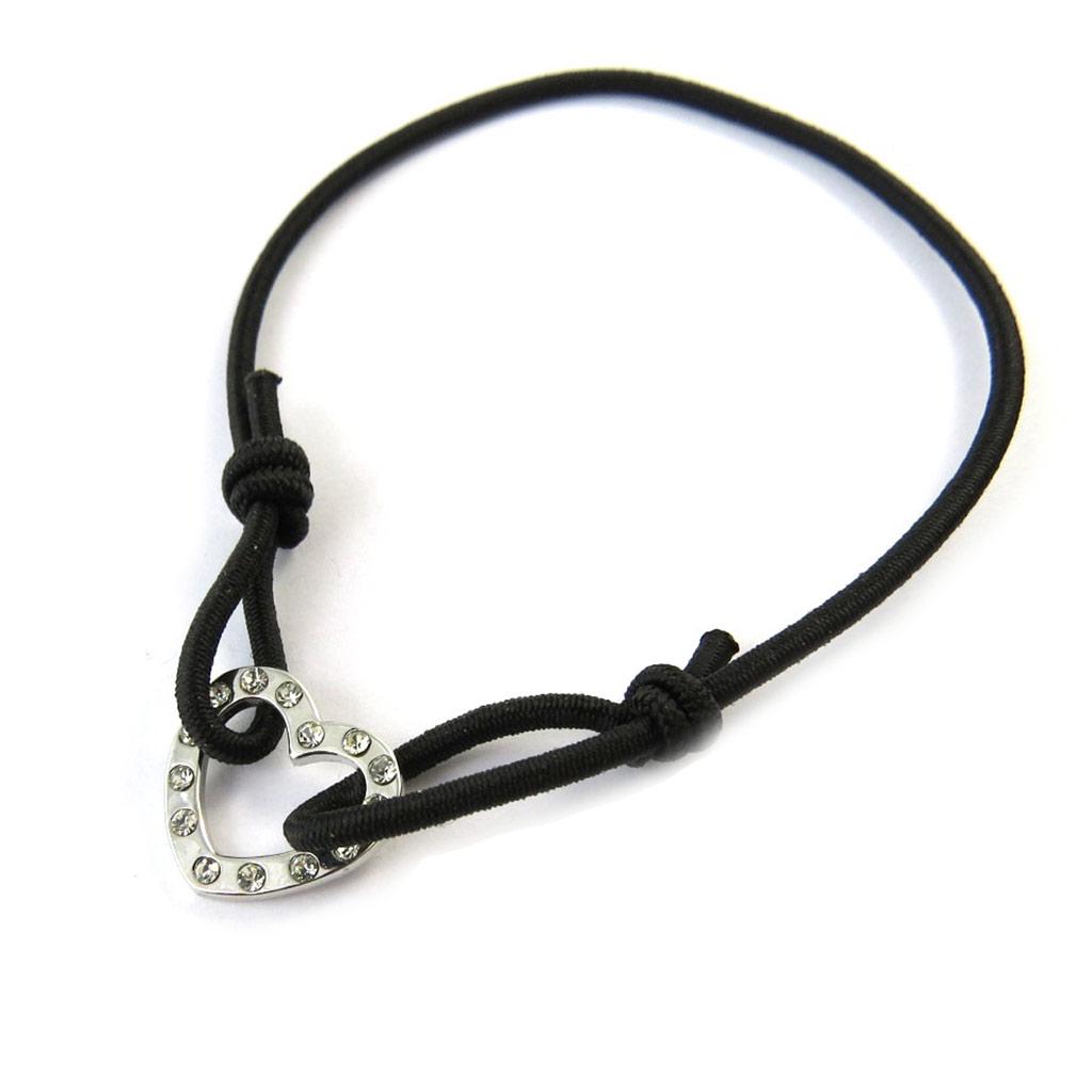 Les Trésors De Lily [N8894] – Silber-schwarzes Designer-Armband „Love“.