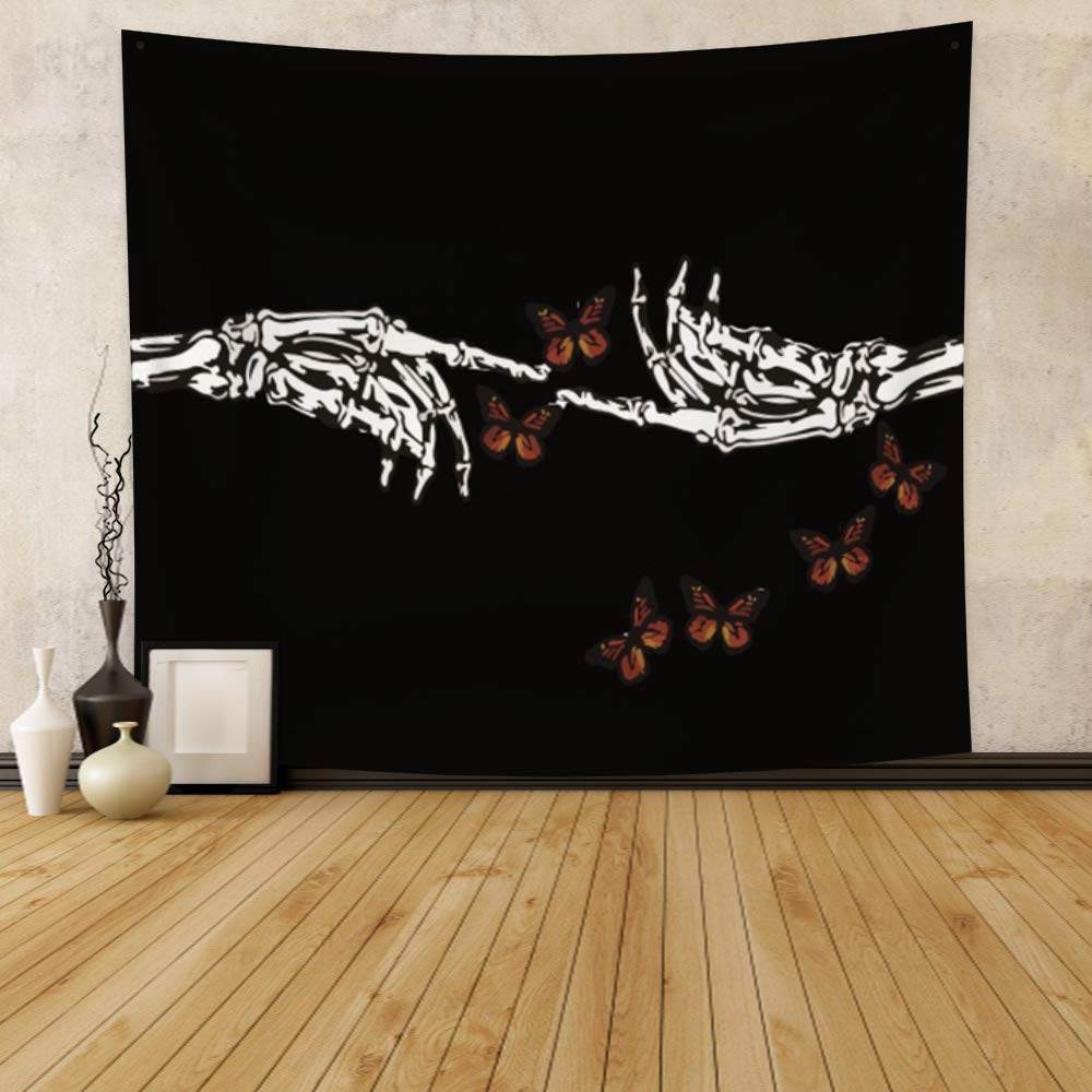 Black and White Love Hands Tapestry Space Stars Galaxy Tapestry Wall Hanging Romantic Art Home Decor for Bedroom Living Room