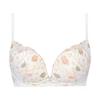 AMOSTYLE Dream Love M015 Size E75 Bra, Wireless, Slimline, Blossoms, (White),
