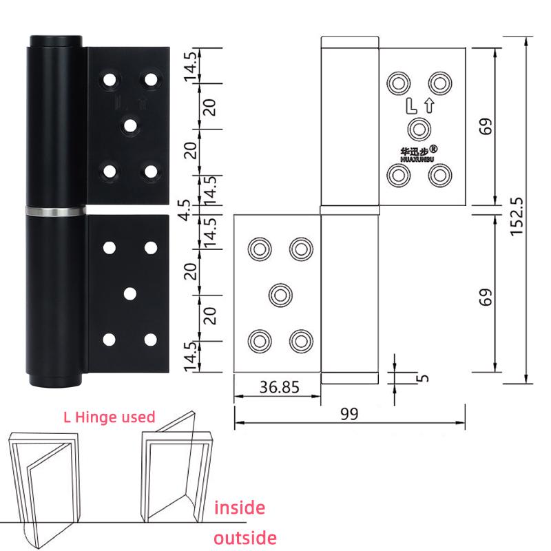 30 KG Langlebige eloxierte Aluminiumlegierung Türscharniere Schwerlast-Kugellager Soft-Close Modernes Design Links/Rechts Türstopper