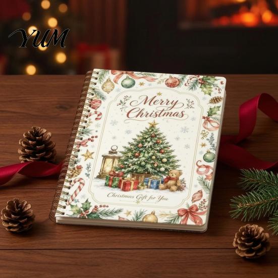 Accesorio para Regalar en Fiestas Libro de Tarjetas de Navidad, Kit de Libro de Recuerdos para Ocasiones Especiales Merry College Survival con Espiral para DIY, Saludo de 10 Páginas