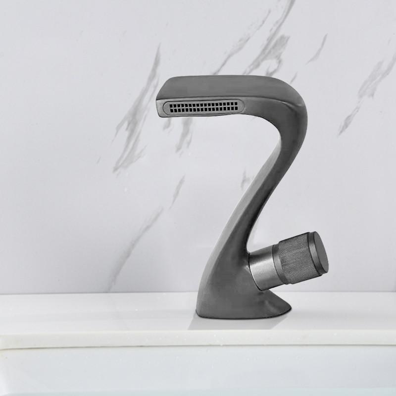 Tuqiu Brass Basin Faucets Modern Bathroom Mixer Tap Brass Grey Washbasin Faucet Lavotory Faucet  Elegant Crane For Bathroom