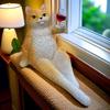 Wine Drinking Cat Figurine Resin Holding Wine Glass Sitting Cat Statue Resin Sculpture Home Office Desktop Decoration Ornament