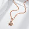 Rose Gold Color Crystal Flower Pendant Necklace For Women Full Shiny Natural Zircon Accessories Daily Fine Jewelry