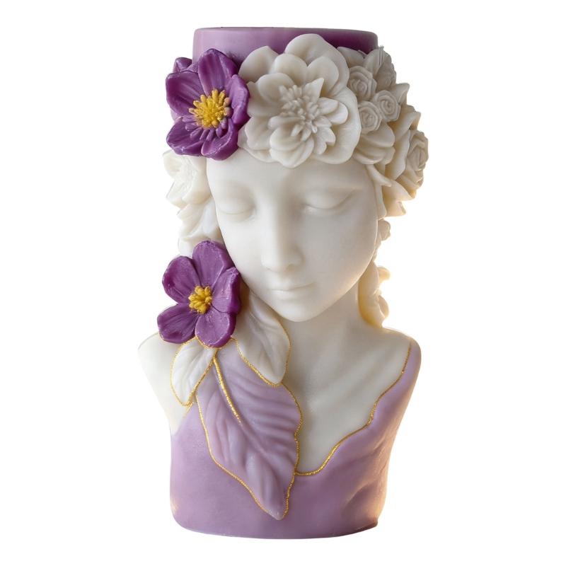 Flower Girl Embossed Cylindrical Silicone Mold Holiday Candle Silicone Mould For Resin Casting Handmade Candle Soap