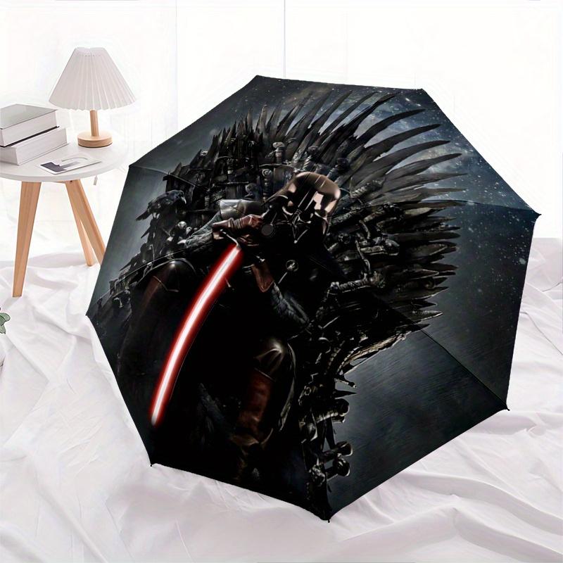 

1pc Star Wars Darth Vader Iron Throne Cartoon Umbrella, Portable 3-Fold Compact Umbrella, Suitable for Camping, Hiking and Travel, Ideal Easter Birthd