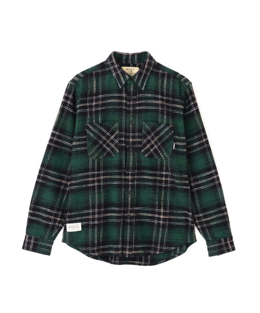 AVIREX WEB&DEPOT Exclusive One Point Flannel Check Shirt Men's XL Green 783-5220019