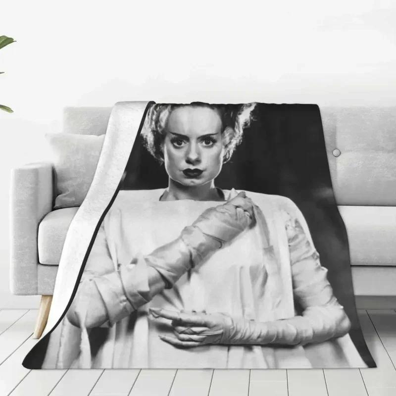 Classic Bride Of Frankenstein Blankets Warm Flannel Horror Film Throw Blanket for Home Bedroom Sofa 75X95CM