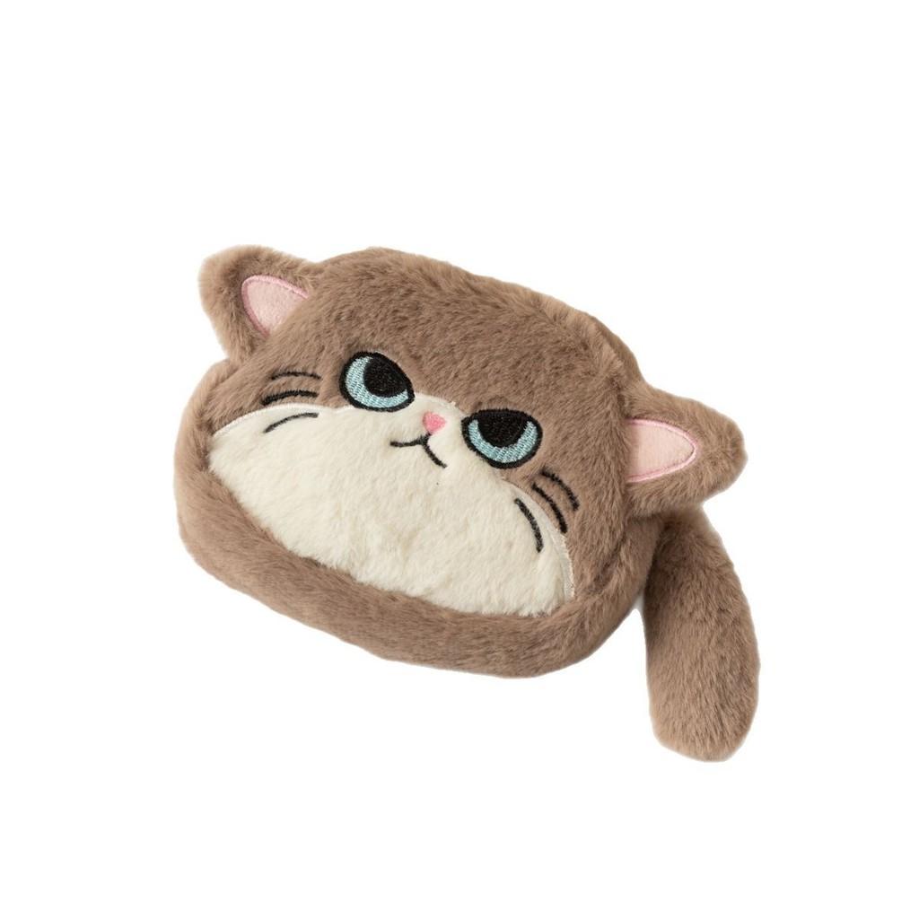 Plüsch-Katzen-Münzbörse mit gesticktem Cartoon-Design für Kinder und Studenten