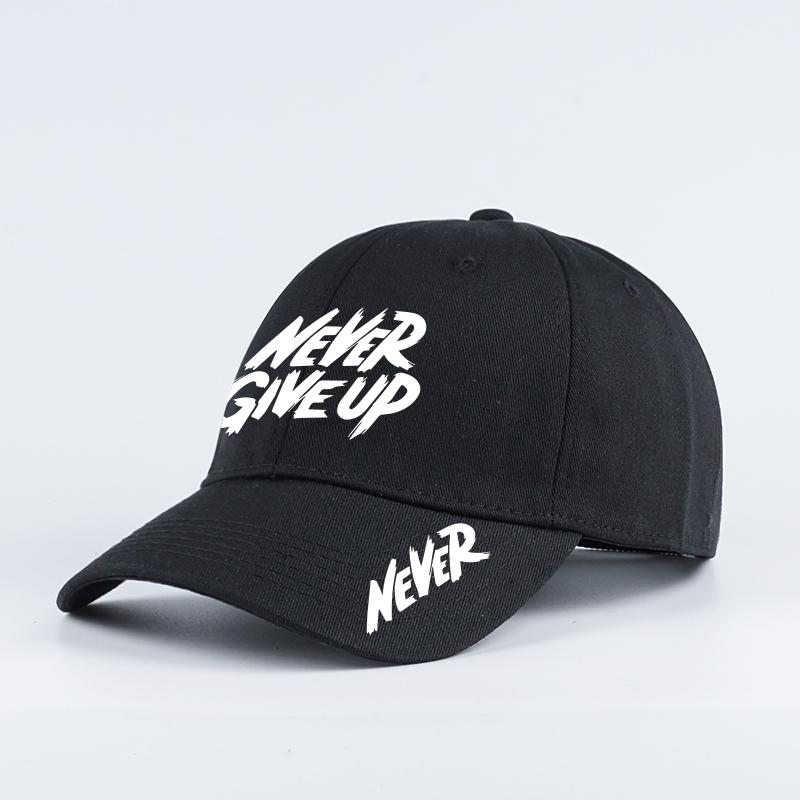 Freedom Outdoors Women's Black Never Give Up Graffiti Print Baseball Cap Men Cotton Adjustable Dad Hat Motivational Sport Sun Hat