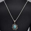 Natural Larimar Necklace 925 Sterling Silver Necklace, Long Chain Silver Design Necklace for Women