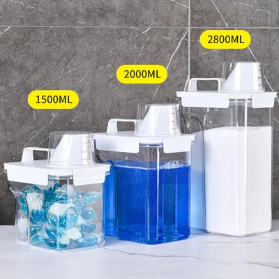 Caja hermética para almacenamiento de detergente en polvo, recipiente para detergente en polvo transparente con taza medidora, tarro de cereales de plástico multiusos