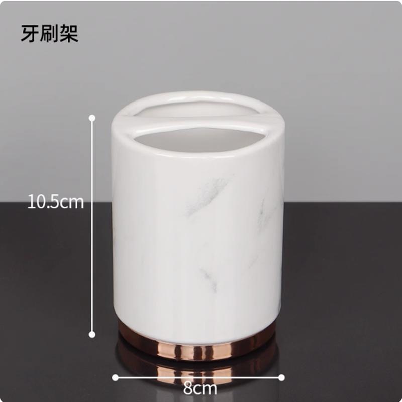 Black Marble Texture Ceramic Bathroom Supplies / Bathroom Accessories with Dispenser Toothbrush Holder Soap Dispenser Tray