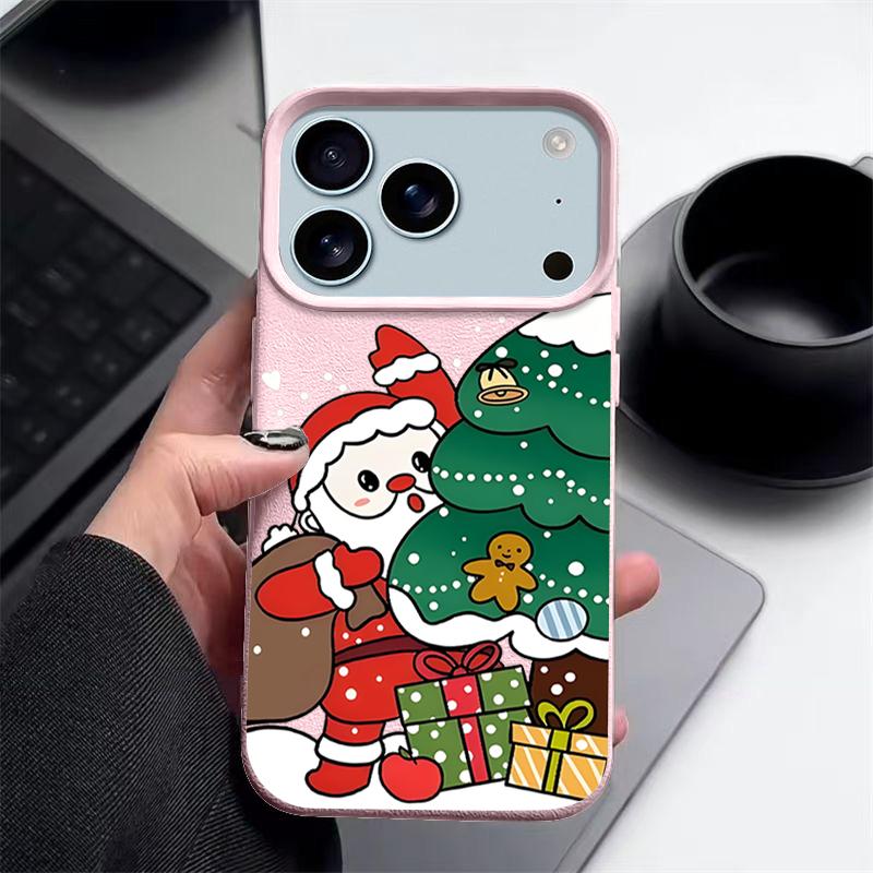 Świąteczny prezent Etui na telefon dla iPhone Air 17 16 Pro Max 15 14 13 12 Pro Max 11 16e Wstrząsoodporne Miękkie Silikonowe Pokrowiec z Teksturą Skóry