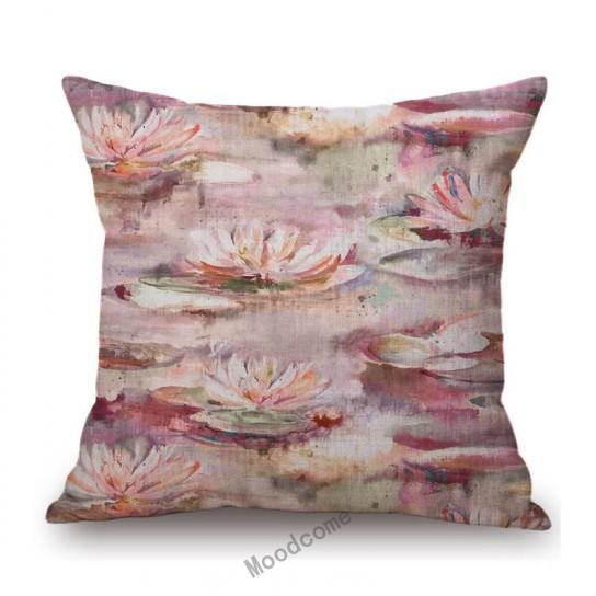 Spring Flower Oil Painting Poppy Sleeping Lily Hydrangeas Peony Home Decoration Art Sofa Throw Pillow Case Linen Cushion Cover