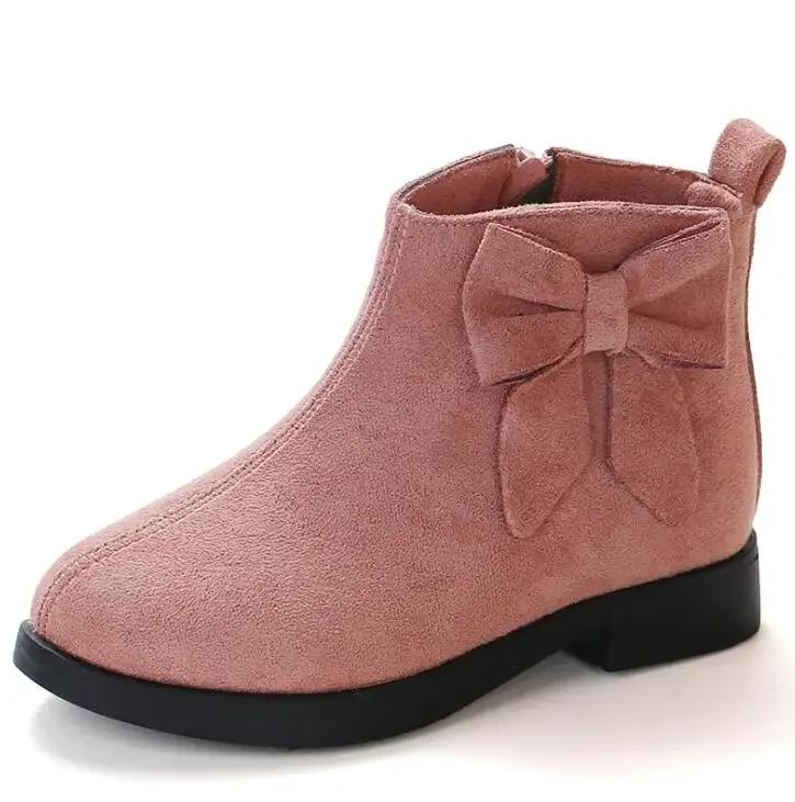 2025 Girls Fashion Boots Leather Sport Shoes For Girls Children Warm Boots Fashion Soft Bottom Princess Snow Boots Kids Sneakers