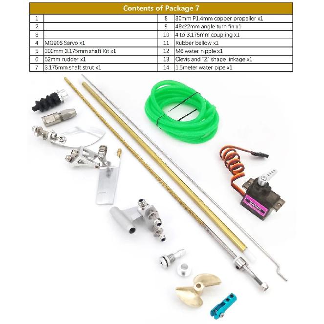 RC Boat Accessories 3.175mm 1/8" flexible Shaft Strut 2835 Motor 40A ESC Rudder Propeller Kit for Small RC Boat Speed MONO CAT