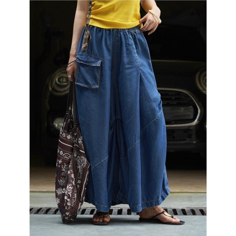 Johnature Summer Japanese Retro Wide-leg Pants Casual Soft Comfortable Trousers For Women
