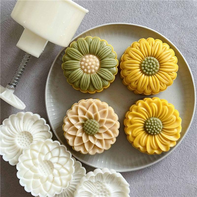 150g/200g Flower Shape Pastry Moulds Mooncake Mold Mooncake Mould Hand Pressure Tool Plastic Material Baking Accessories