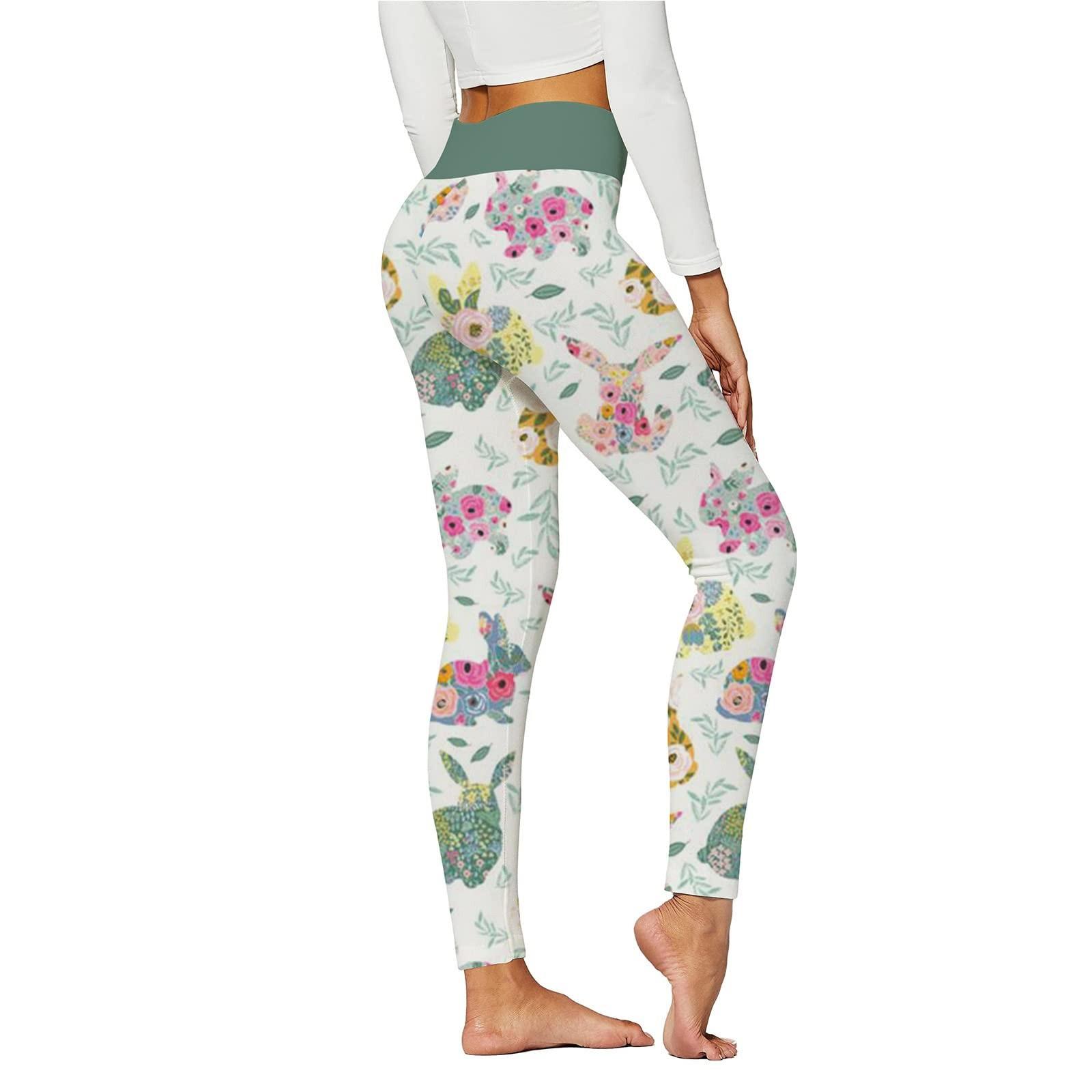 

Fashion Womens High Waist Loose Easter Print Stretch Tight Yoga Pants S рожевий