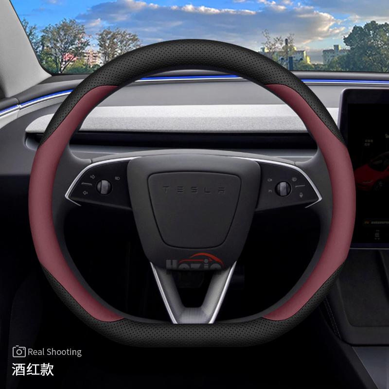 Leather Car Steering Wheel Cover for Tesla Model Y 3 Juniper Zunifer 2025 2026 Accessories
