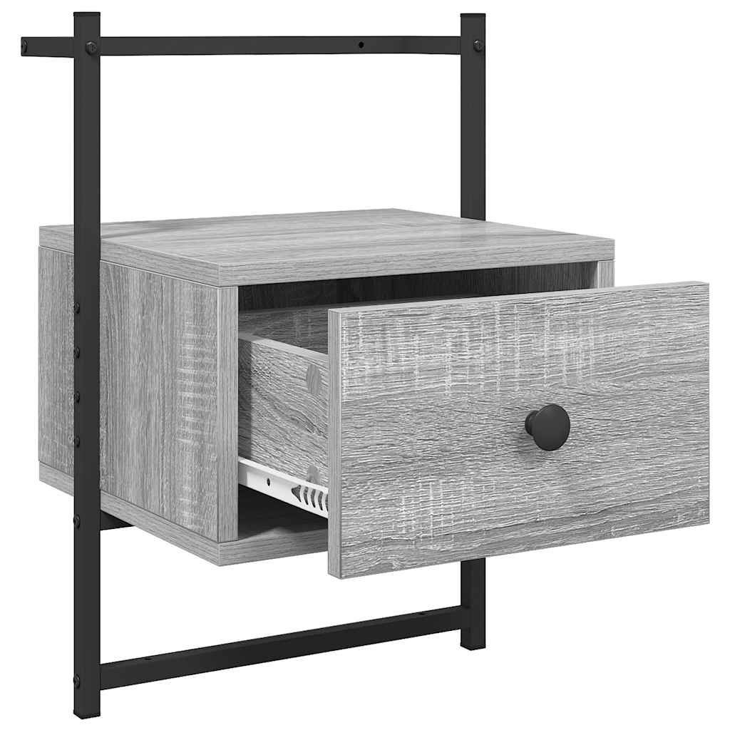 Wall Mounted Nightstand Grey Sonoma 35 x 30 x 51 cm Particleboard