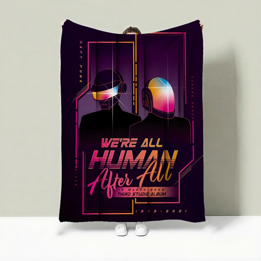 Band D-Daft Punk Throw Lightweight 240g Flannel Blanket Soft Skin-friendly for Summer Cooling