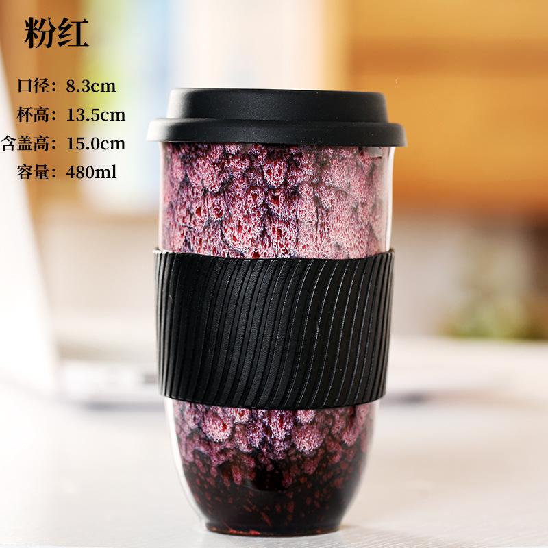 

Anti Scald Kiln Ceramic Mug with Lid, Portable Milk Coffee Mugs, Insulated Cups with Water Cover, Birthday Gift Couple Tea Cup 401-500ml