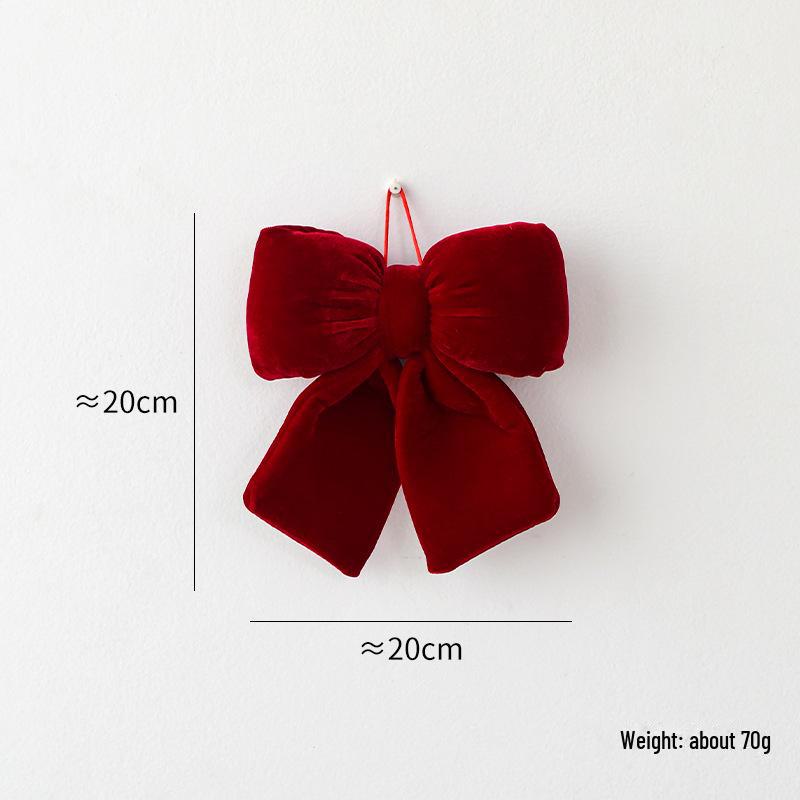 Large Red Velvet 3D Christmas Bow Pendant Ornament
