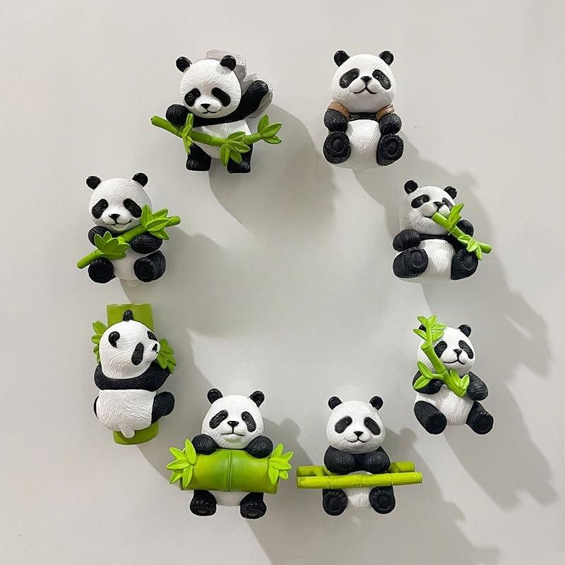 8 Stück/Set Panda Kühlschrankaufkleber 8-teilig Magnetisch Saugend 3D Dreidimensional Eis Kühlschrank Heimdekoration Verzierung Magnet Reise Souvenir