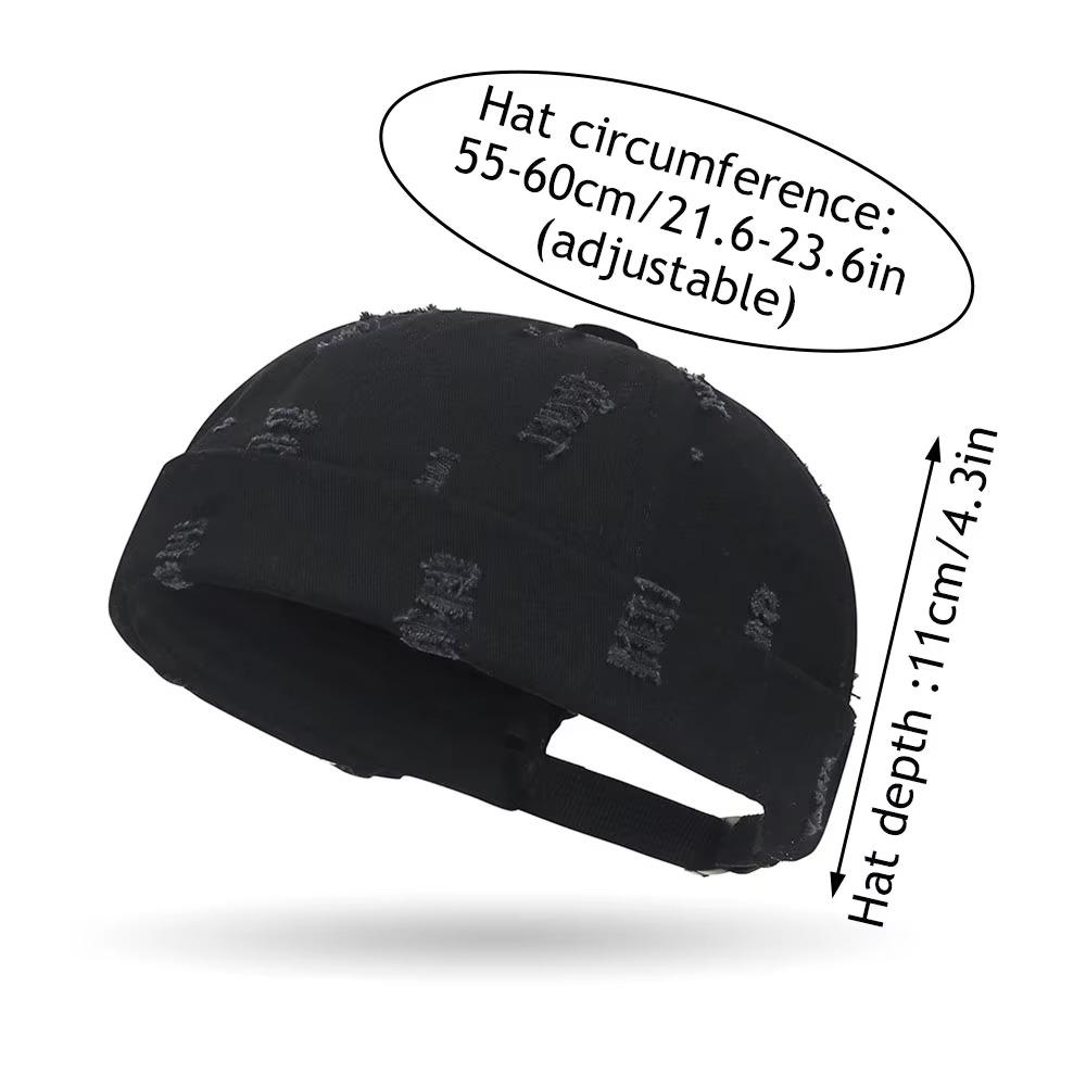 Fashion Broken Hole Beanie Hat Adjustable Cotton Landlord Hat Retro Breathable Hip Hop Cap Men Women