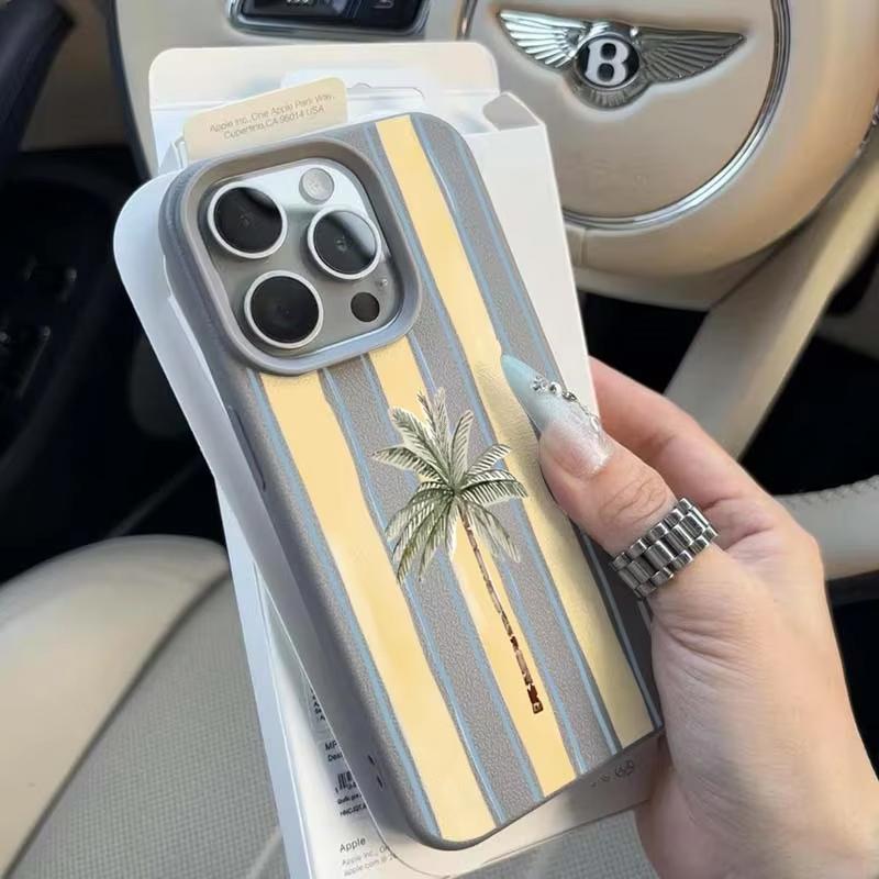 Coconut Tree Stripe Pattern Phone Case For iPhone 11 Cases for iPhone 17 13 15 14 12 16 Pro Max 16e XR XS X 17Air Soft Cover