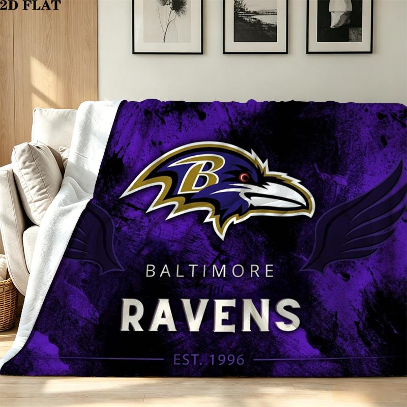 Koc flanelowy z nadrukiem Baltimore Ravens Wysokiej jakości Ciepły Komfortowy Pokrowiec na wszystkie pory roku Idealny na prezenty Wystrój domu