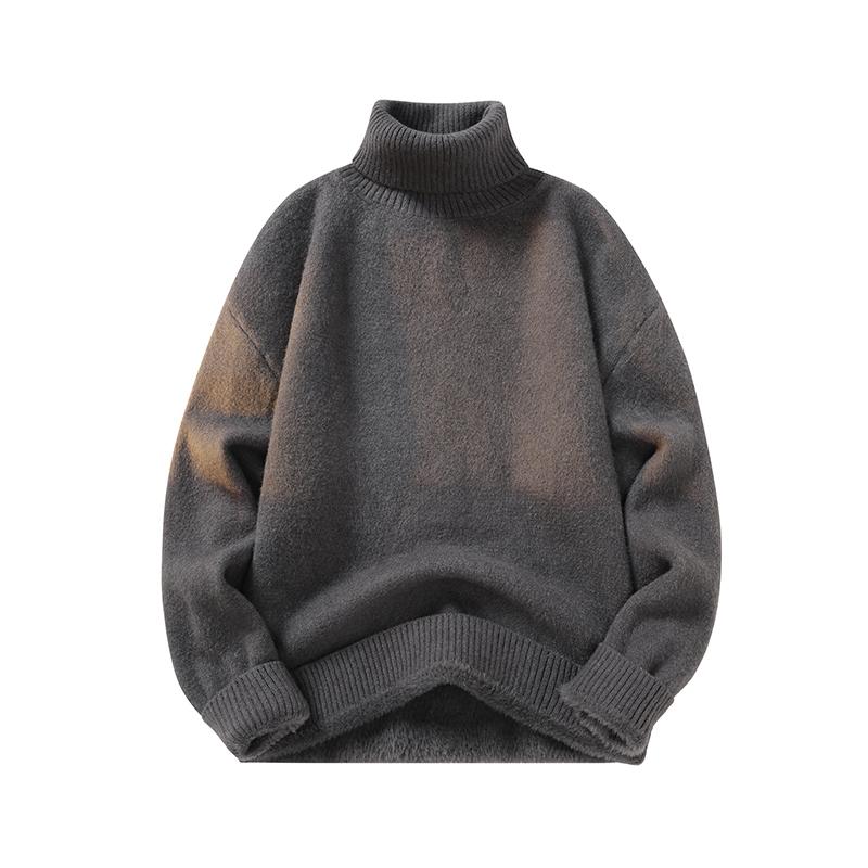Autumn Men Turtleneck Sweater Winter Men Fleece Pullovers Rollneck Knitted Sweater Men Lazy Style Knitted Jumper Slim Fit Casual Sweater