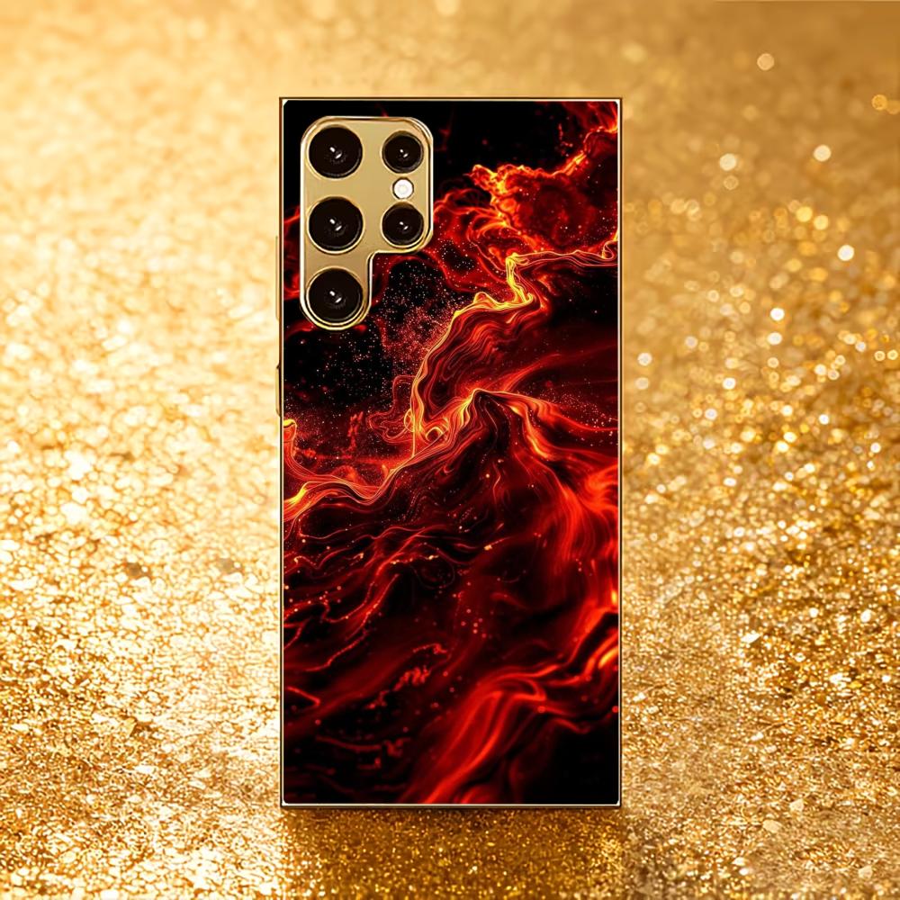 Flame Atmosphere Simplicity High-end Electroplating Glass PhoneCase for Samsung Galaxy S26 S25 S24 S23 S22 S21 FE Ultra Plus
