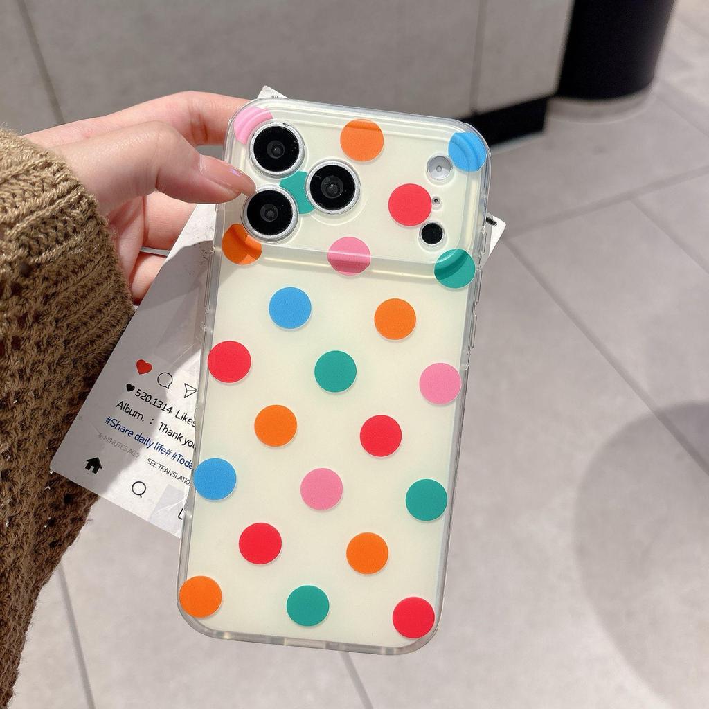 Minimalist Polka Dot iPhone 17 Pro Max Case, Compatible with Models 15-17, Contrasting Colors, Ideal for Couples
