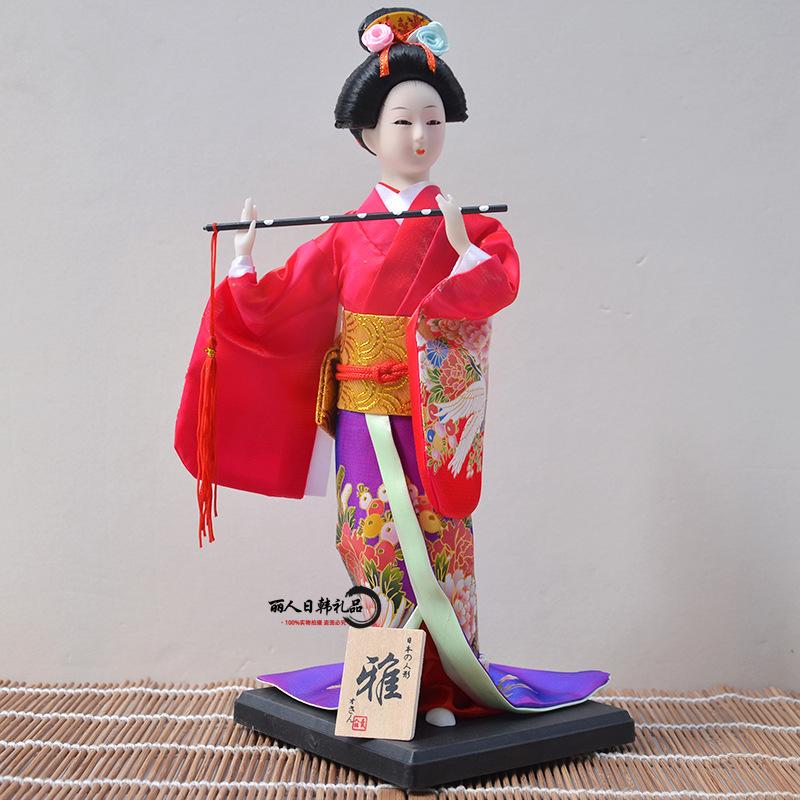 12 Inch Japanese Geisha Kimono Doll, Traditional Maiko Figurine for Sushi Bar Decor & Oriental Home Accent, Artisan Gift