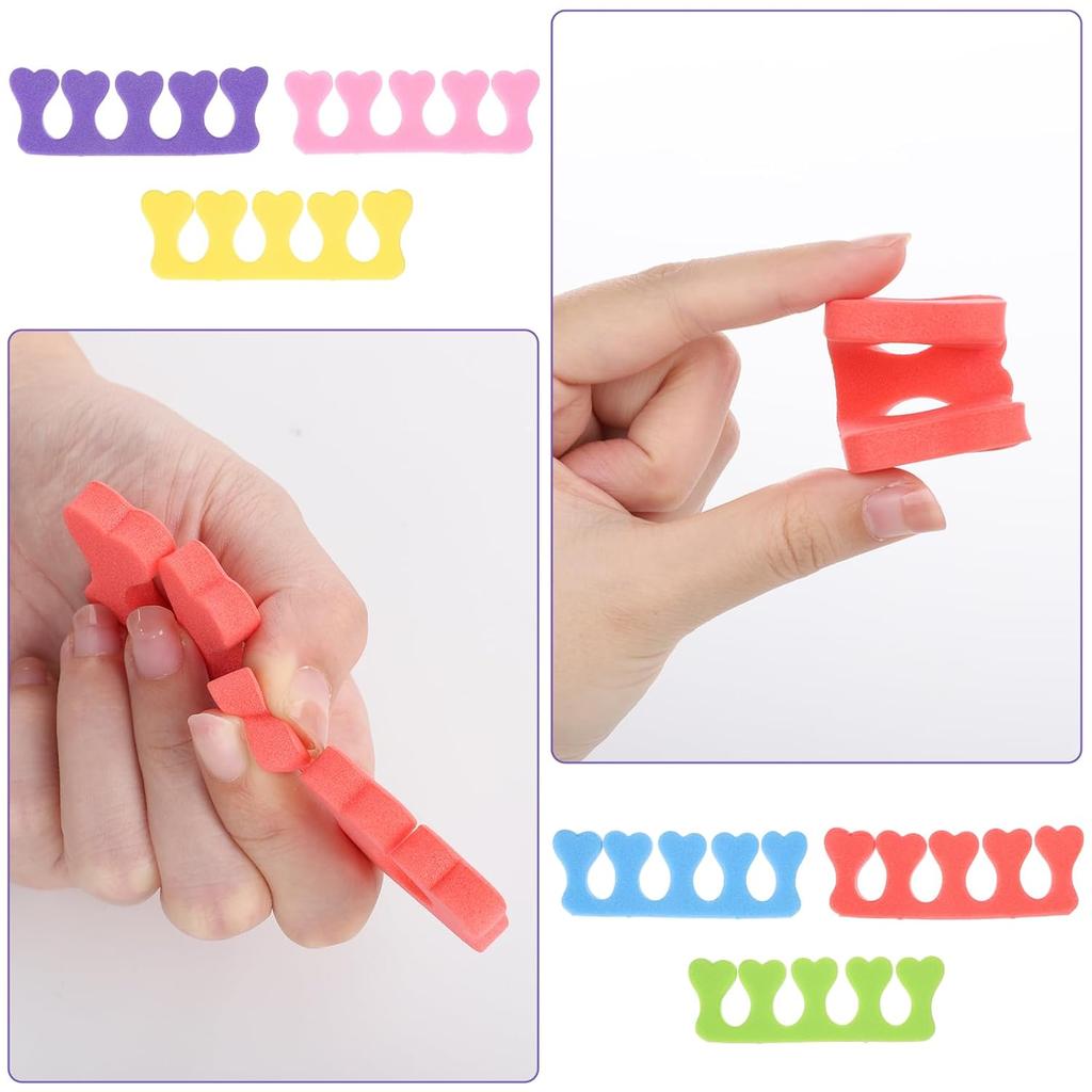 24 PCS Pedicure Toe Separators, Soft Foam Toe Dividers, Colorful Heart Pedicure Tools Set for Nail Polish Professional Manicure Spa Tools for Men